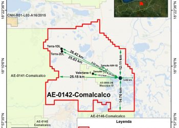 Mapa. El mega campo petrolero Dzimpona-1, será el complejo petrolero “General Francisco J. Múgica”