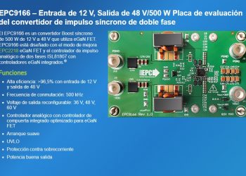 EPC presenta convertidor GaN Boost de 12 V a 48 V y 500 W