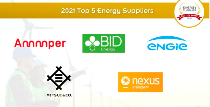 Ammper, Bid Energy, Engie, Mitsui y Nexus Energía ganan premio «Energy Supplier Quality Award 2021»