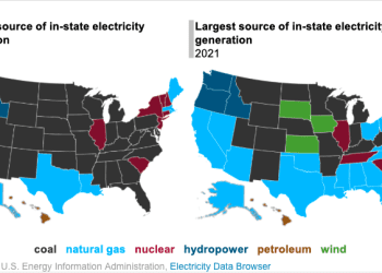 Carbón, la mayor fuente de generación de electricidad para 15 estados de EEUU en 2021