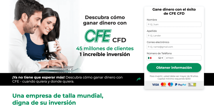 CFE alerta sobre fraudes a través de productos de inversión, cuestionarios o servicios fraudulentos
