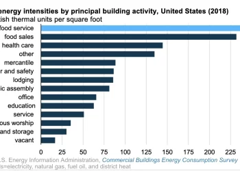Edificios de servicios de alimentación y restaurantes de EEUU consumen mucha energía