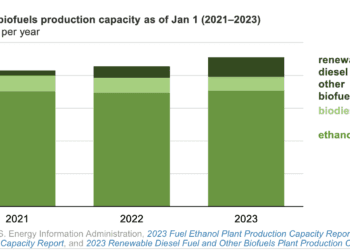 Capacidad de producción de diesel renovable de EE. UU. superó la capacidad de biodiesel en 2023